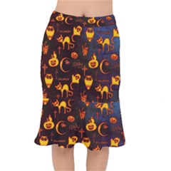 Funny Halloween Design Short Mermaid Skirt by FantasyWorld7