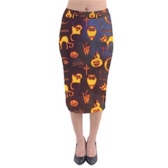 Funny Halloween Design Velvet Midi Pencil Skirt by FantasyWorld7