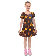 Funny Halloween Design Kids  Short Sleeve Velvet Dress by FantasyWorld7