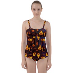 Funny Halloween Design Twist Front Tankini Set by FantasyWorld7