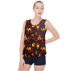 Funny Halloween Design Bubble Hem Chiffon Tank Top by FantasyWorld7