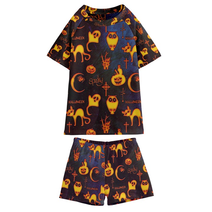 Funny Halloween Design Kids  Swim Tee and Shorts Set