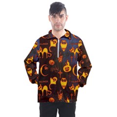 Funny Halloween Design Men s Half Zip Pullover by FantasyWorld7