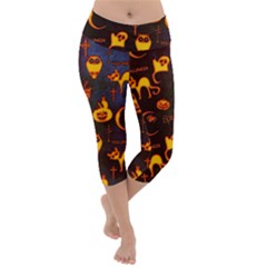 Funny Halloween Design Lightweight Velour Capri Yoga Leggings by FantasyWorld7