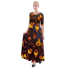 Funny Halloween Design Half Sleeves Maxi Dress by FantasyWorld7