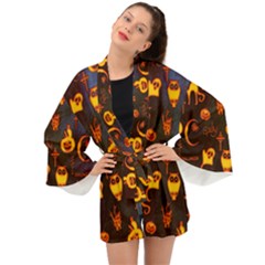 Funny Halloween Design Long Sleeve Kimono