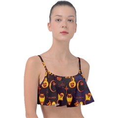 Funny Halloween Design Frill Bikini Top