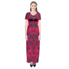 The Dark Moon Fell In Love With The Blood Moon Decorative Short Sleeve Maxi Dress by pepitasart