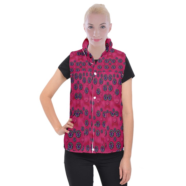 The Dark Moon Fell In Love With The Blood Moon Decorative Women s Button Up Vest