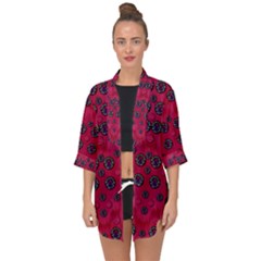 The Dark Moon Fell In Love With The Blood Moon Decorative Open Front Chiffon Kimono by pepitasart