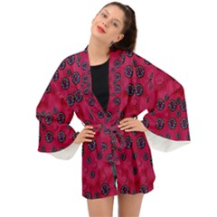 The Dark Moon Fell In Love With The Blood Moon Decorative Long Sleeve Kimono by pepitasart