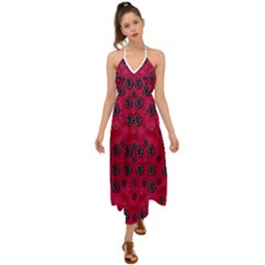 The Dark Moon Fell In Love With The Blood Moon Decorative Halter Tie Back Dress 