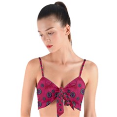 The Dark Moon Fell In Love With The Blood Moon Decorative Woven Tie Front Bralet by pepitasart