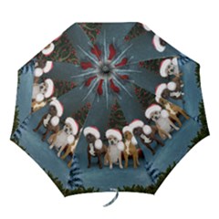 Christmas, Cute Dogs With Christmas Hat Folding Umbrellas by FantasyWorld7