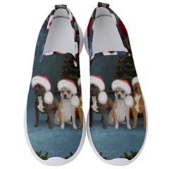 Christmas, Cute Dogs With Christmas Hat Men s Slip On Sneakers by FantasyWorld7