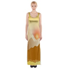 Twilight Mountain Landscape Sky Thigh Split Maxi Dress by Vaneshart