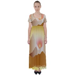 Twilight Mountain Landscape Sky High Waist Short Sleeve Maxi Dress by Vaneshart