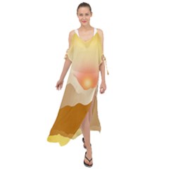 Twilight Mountain Landscape Sky Maxi Chiffon Cover Up Dress by Vaneshart