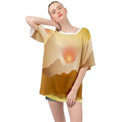 Twilight Mountain Landscape Sky Oversized Chiffon Top by Vaneshart