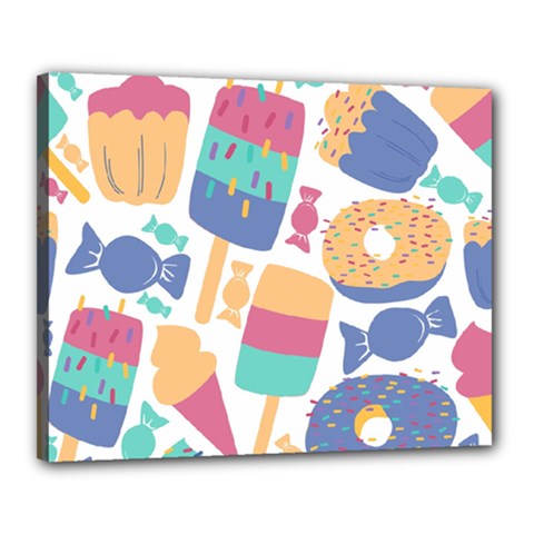 Icecream Pattern Pastel Sumer Canvas 20  X 16  (stretched) by Vaneshart