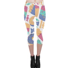 Icecream Pattern Pastel Sumer Capri Leggings  by Vaneshart