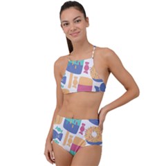 Icecream Pattern Pastel Sumer High Waist Tankini Set by Vaneshart