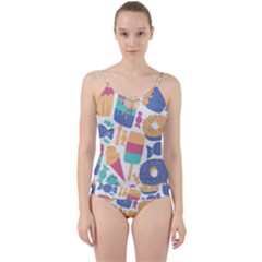 Icecream Pattern Pastel Sumer Cut Out Top Tankini Set by Vaneshart