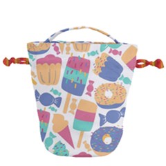 Icecream Pattern Pastel Sumer Drawstring Bucket Bag by Vaneshart