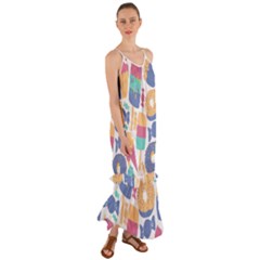 Icecream Pattern Pastel Sumer Cami Maxi Ruffle Chiffon Dress