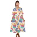 Icecream Pattern Pastel Sumer Kimono Sleeve Boho Dress View1