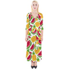 Watermelon Pattern Se Fruit Summer Quarter Sleeve Wrap Maxi Dress by Vaneshart