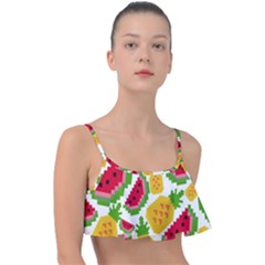 Watermelon Pattern Se Fruit Summer Frill Bikini Top