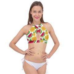 Watermelon Pattern Se Fruit Summer Cross Front Halter Bikini Top