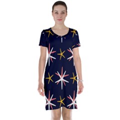 Sea Stars Pattern Sea Texture Short Sleeve Nightdress by Vaneshart