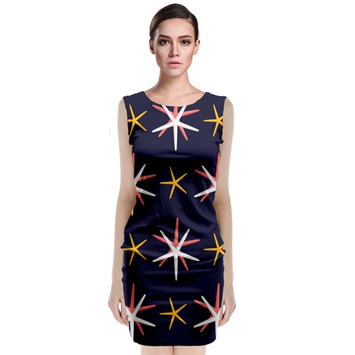 Sea Stars Pattern Sea Texture Sleeveless Velvet Midi Dress