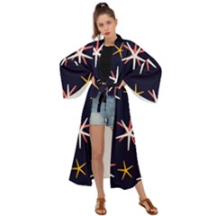 Sea Stars Pattern Sea Texture Maxi Kimono