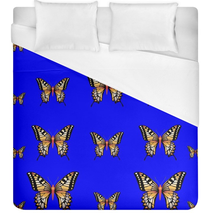 Butterfly Pattern Blue Insects Duvet Cover (King Size)