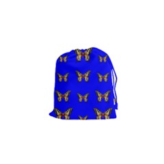 Butterfly Pattern Blue Insects Drawstring Pouch (xs) by Vaneshart