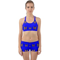 Butterfly Pattern Blue Insects Back Web Gym Set by Vaneshart