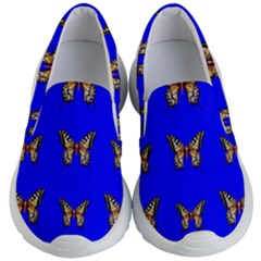 Butterfly Pattern Blue Insects Kids  Lightweight Slip Ons by Vaneshart