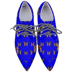 Butterfly Pattern Blue Insects Women s Pointed Oxford Shoes by Vaneshart