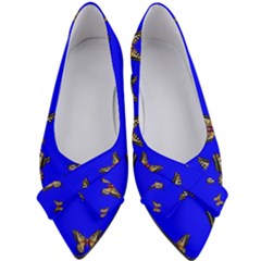 Butterfly Pattern Blue Insects Women s Bow Heels