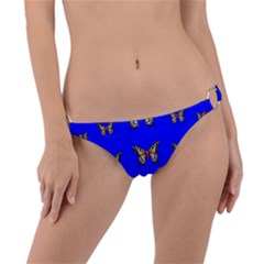 Butterfly Pattern Blue Insects Ring Detail Bikini Bottom