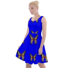 Butterfly Pattern Blue Insects Knee Length Skater Dress