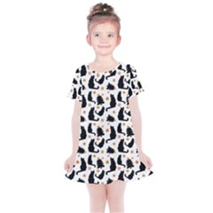 Black Cat Star Christmas Tree Kids  Simple Cotton Dress