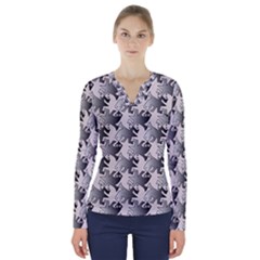 Seamless Tessellation Background V-neck Long Sleeve Top