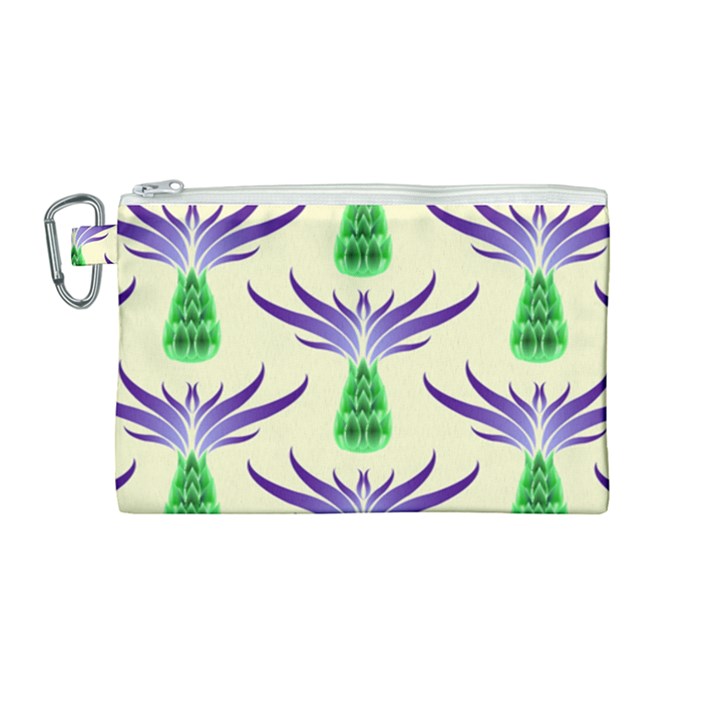 Thistles Purple Flora Flowering Canvas Cosmetic Bag (Medium)