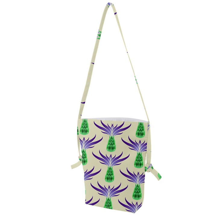 Thistles Purple Flora Flowering Folding Shoulder Bag