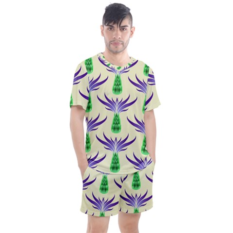 Thistles Purple Flora Flowering Men s Mesh Tee And Shorts Set by Vaneshart