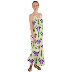 Thistles Purple Flora Flowering Cami Maxi Ruffle Chiffon Dress by Vaneshart